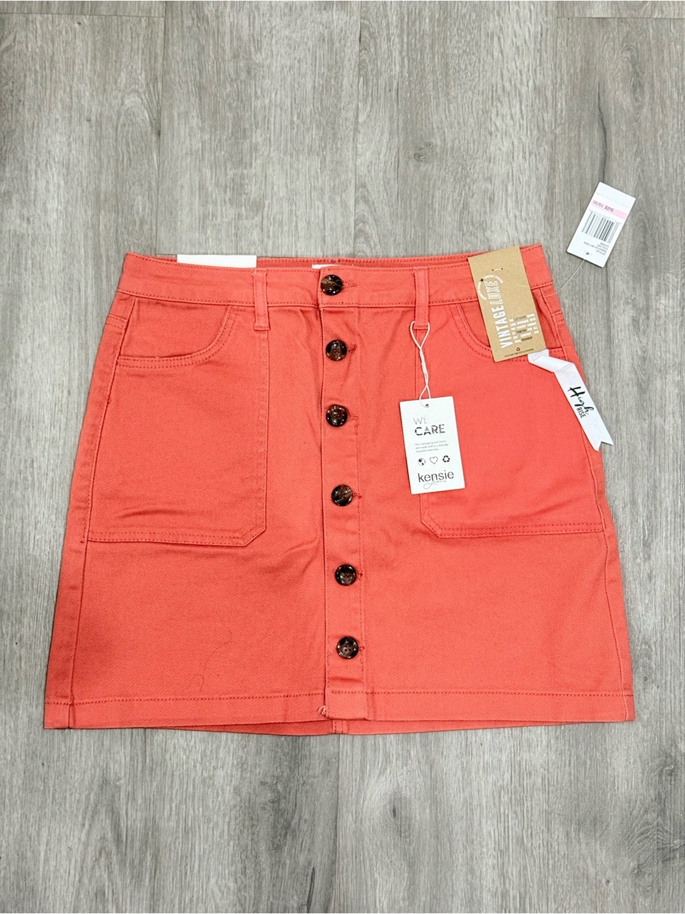 Kensie Coral Button-Front Mini Skirt